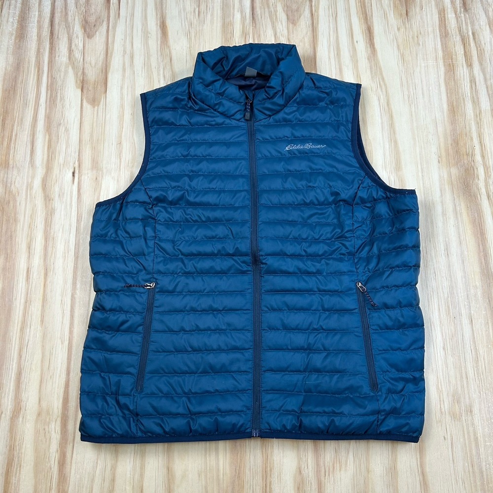 Eddie Bauer EB650 Women's XL Blue Down Puffer Vest Feather Fill Outdoor Warm